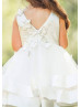 Ivory Satin Tulle 3D Butterflies Flower Girl Dress